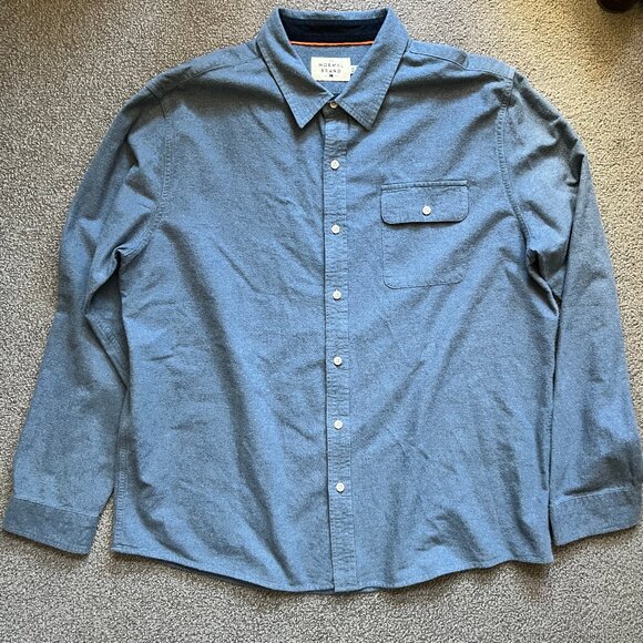 The Normal Brand Men’s Chamois Woven Button Front Shirt Blue | Sz XXL - Picture 4 of 9
